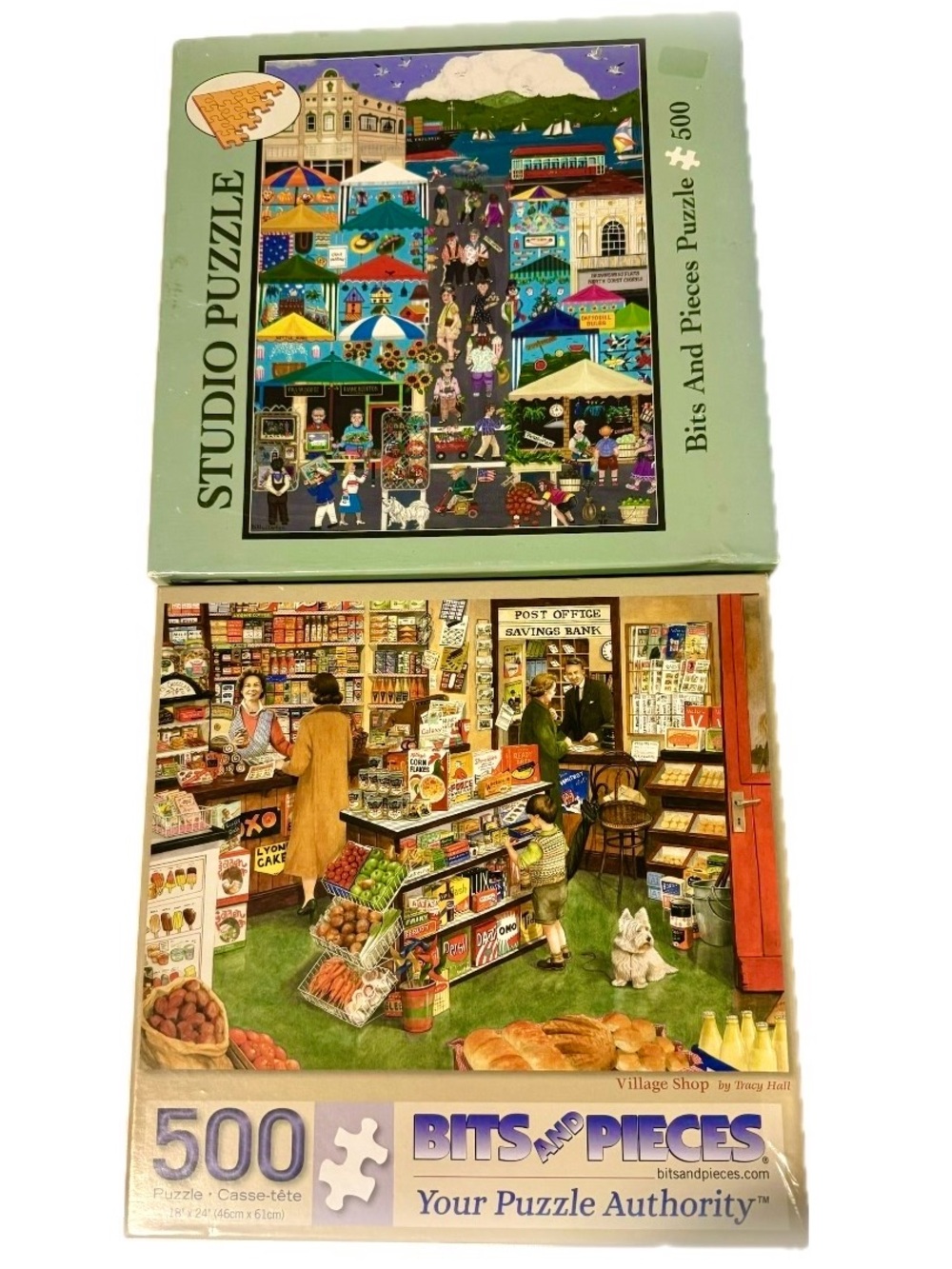 2 Bits and Pieces 500 Piece Jigsaw Puzzles - Vintage/Nostalgia Themes Lot of Two